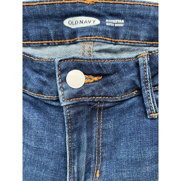 Old Navy Mid-Rise Rockstar Super-Skinny Distressed Jeans in Dark Worn, Size 6 - Picture 8 of 16